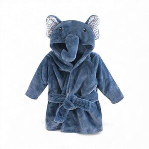 Little Treasure's Baby Infant Newborn 0-9 M Cozy Soft Elephant Blue Bath Robe